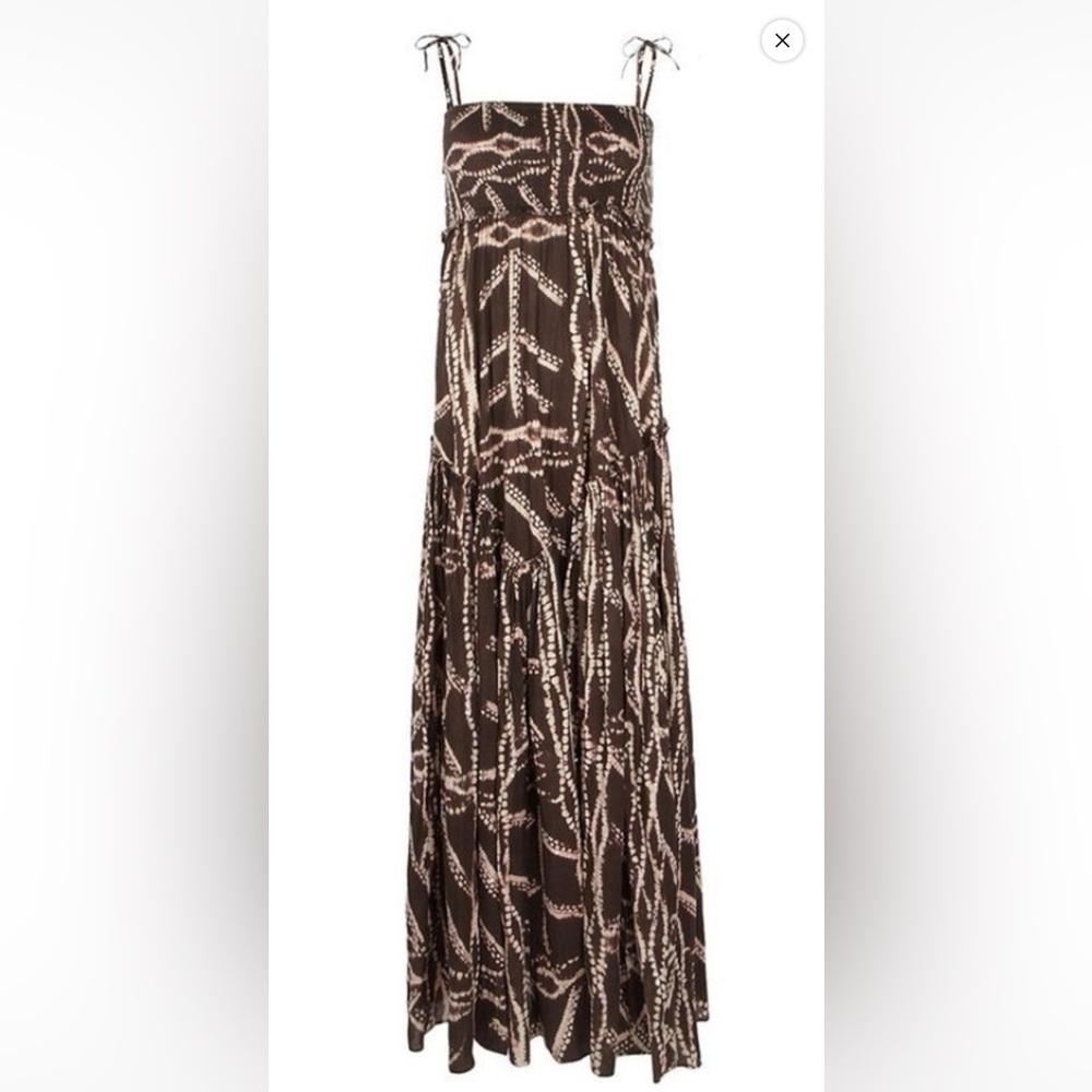 All Saints Brown and White Tiered Maxi Dress